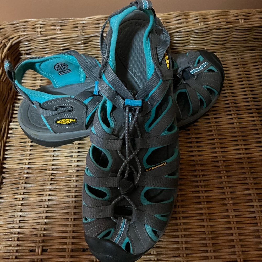 Women’s Keen Sandals.  Aqua & gray.